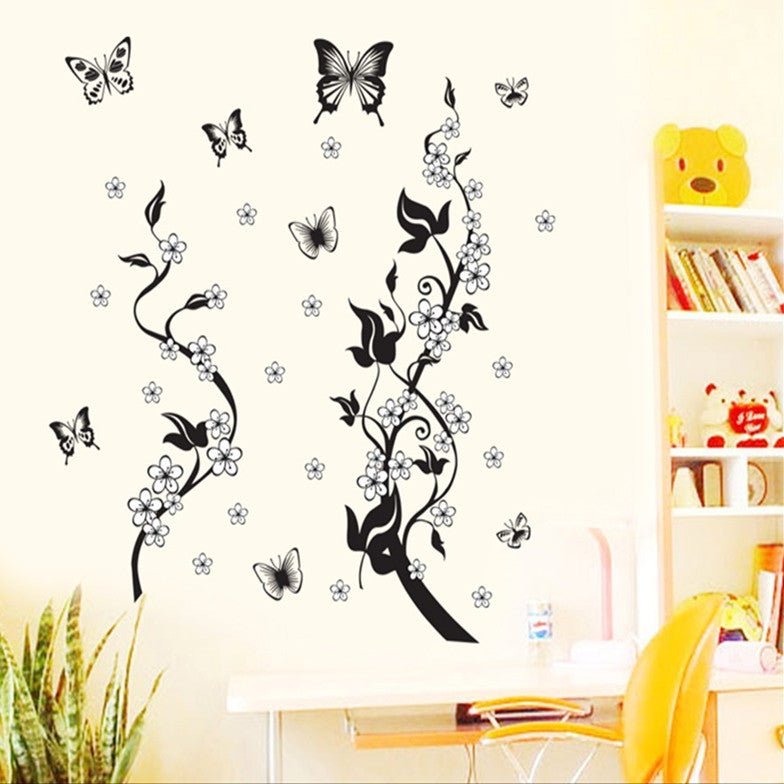 Fashion PVC Wall Sticker Butterfly Flower